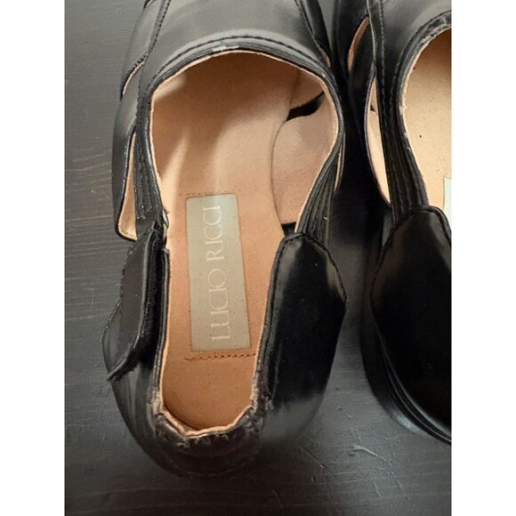 Lucio Ricci Black Leather Mens Dress Shoe Sandals Size 11 Cut-Out Detail - Picture 9 of 9
